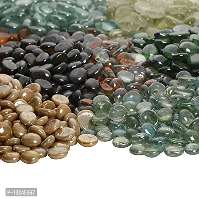 Vannef Stone Glossy Finish Decorative Shiny Glass Pebbles For Aquarium Vase Filler Home Garden And Outdoor Decoration (Multi_Colour_500Gm)-thumb2