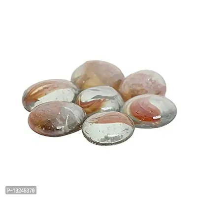 Vannef Stone Glossy Finish Decorative Shiny Glass Pebbles For Aquarium Vase Filler Home Garden And Outdoor Decoration (Transparent_Orange_Leaf_500Gm)-thumb2