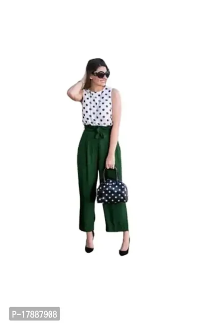 Mannat Boutique Women Casual Beautiful Two Peice Set Crop  Top White Polka Dot Top