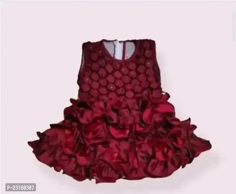 Stylish Maroon Silk Blend Fit And Flare Dress For Girls-thumb0