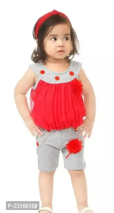 Fabulous Cotton Blend Solid Top with Bottom for Girls