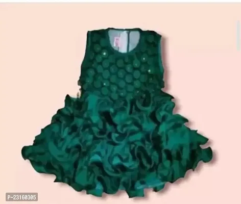 Stylish Green Silk Blend Fit And Flare Dress For Girls-thumb0