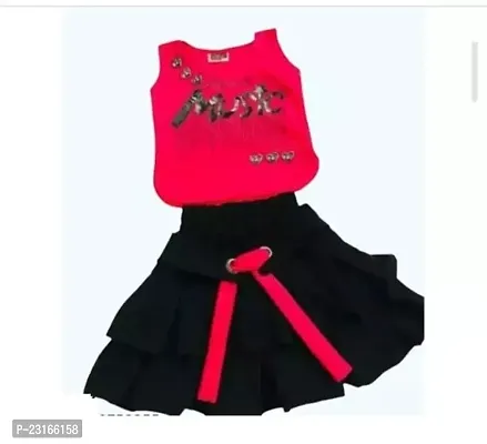 Fabulous Cotton Blend Solid Top with Bottom for Girls