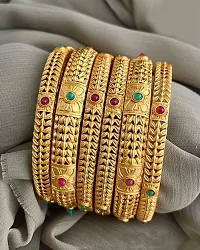 Gold Toned Meenakari Touch Traditional Bangles for Women and Girls-thumb4