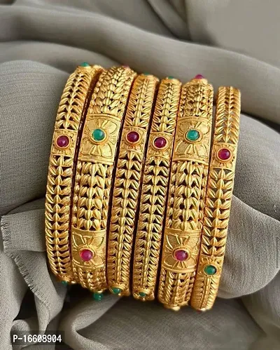 Gold Toned Meenakari Touch Traditional Bangles for Women and Girls-thumb5