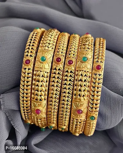 Gold Toned Meenakari Touch Traditional Bangles for Women and Girls-thumb4