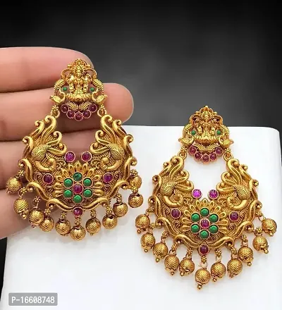 Chigold Gold Plated Antique Luxmi Chandbali Earrings for Women and Girls-thumb5
