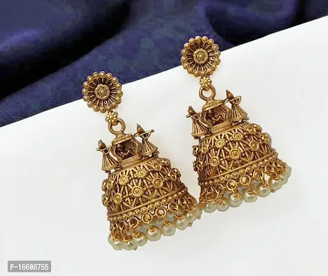 Chigold Gold Plated Antique design Jhumki Earrings for Women and Girls