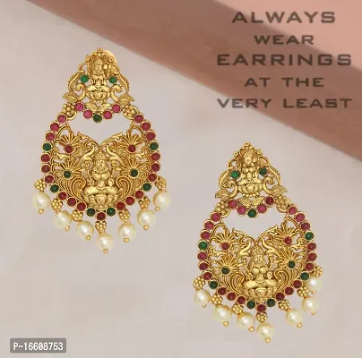 Chigold Gold Plated Antique Luxmi Chandbali Earrings for Women and Girls-thumb3