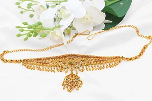 Chigold Gold-Plated Stone Studded Golden Drop Kamarband Belly-Chain Tagdi for Women-thumb2