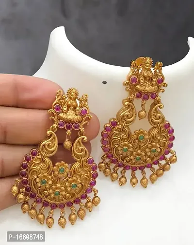 Chigold Gold Plated Antique Luxmi Chandbali Earrings for Women and Girls-thumb4