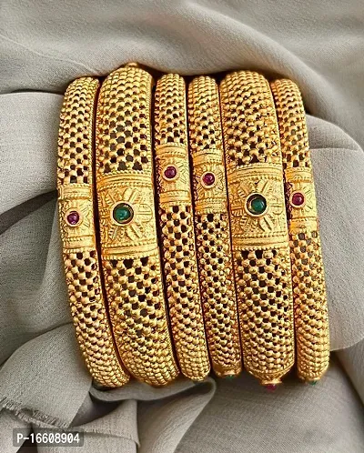 Gold Toned Meenakari Touch Traditional Bangles for Women and Girls-thumb3