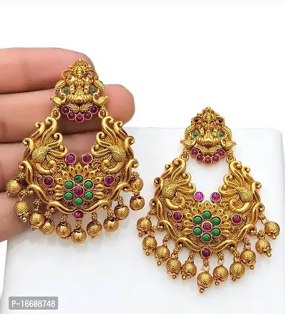 Chigold Gold Plated Antique Luxmi Chandbali Earrings for Women and Girls-thumb0
