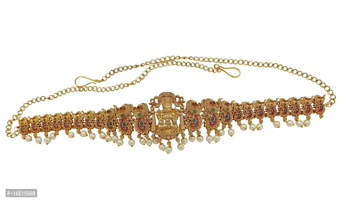 Chigold Gold-Plated Stone Studded Luxmi Kamarband Belly-Chain Tagdi for Women
