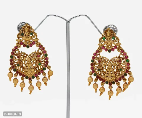 Chigold Gold Plated Antique Luxmi Chandbali Earrings for Women and Girls