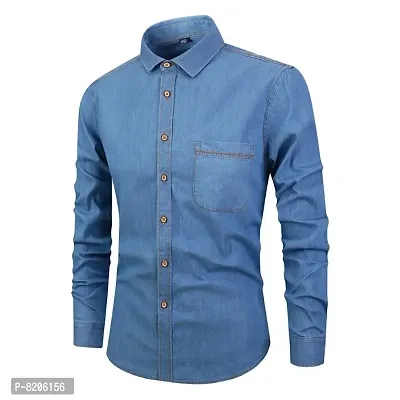 Classic Denim Solid Casual Shirts for Men