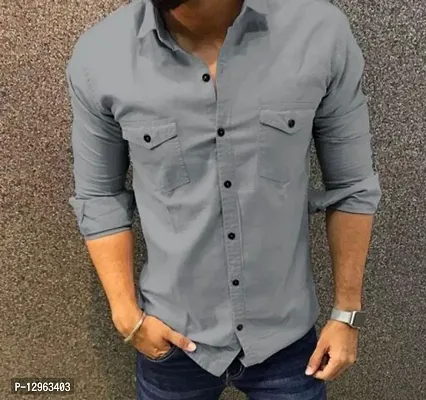 Beige Cotton Solid Casual Shirts For Men