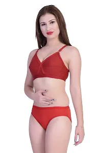 Achiever Latest Women's Cotton Bra and Panty Set | Beautiful Combo Maroon, Red Lingerie Set-thumb4