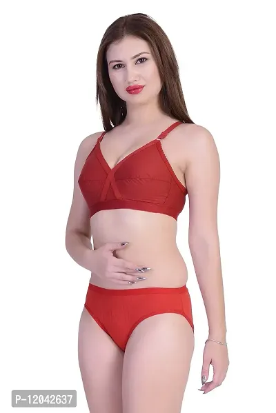 Achiever Latest Women's Cotton Bra and Panty Set | Beautiful Combo Maroon, Red Lingerie Set-thumb5