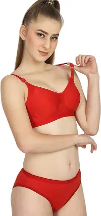 Achiever Latest Women Cotton Bra Panty Set for Women|Lingerie Set A Beautiful Pack of 2|Bra Panty Set for Women with Sexy Look|Set of 2 Red-thumb2