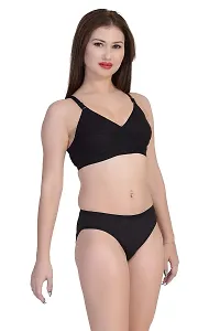 Achiever Latest Women's Cotton Bra and Panty Set | Beautiful Black Lingerie Set-thumb2