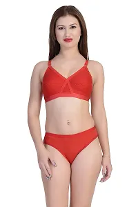 Achiever Latest Women's Cotton Bra and Panty Set | Beautiful Combo Maroon, Red Lingerie Set-thumb1