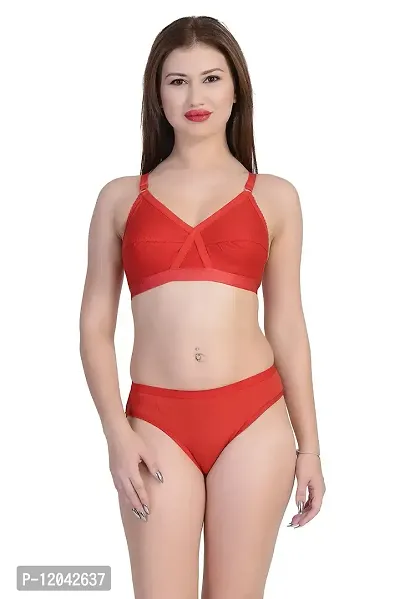 Achiever Latest Women's Cotton Bra and Panty Set | Beautiful Combo Maroon, Red Lingerie Set-thumb2