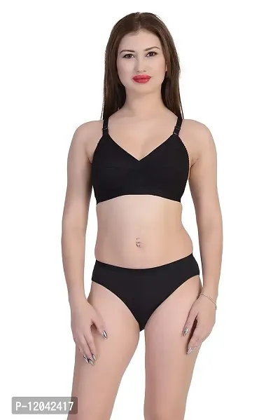 Achiever Latest Women's Cotton Bra and Panty Set | Beautiful Black Lingerie Set