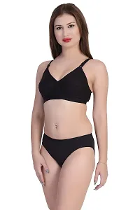 Achiever Latest Women's Cotton Bra and Panty Set | Beautiful Black Lingerie Set-thumb3