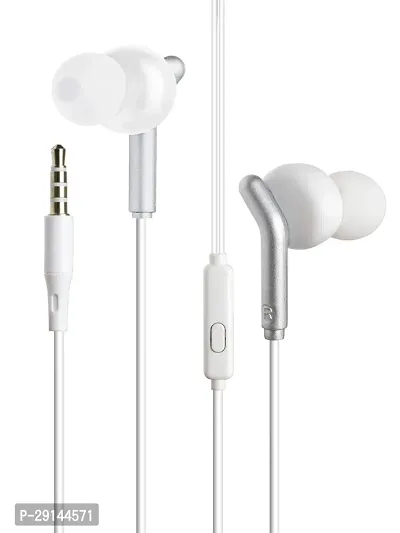 Stylish White In-ear Wired Headphones With Microphone-thumb0