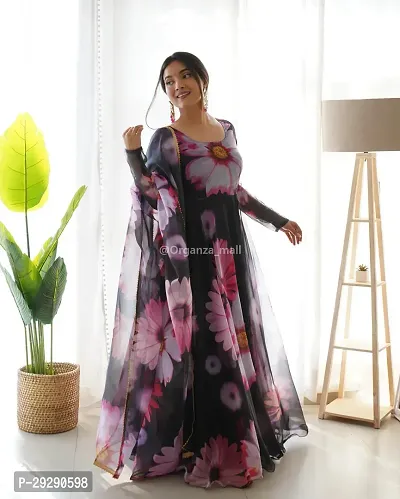 Classic Georgette Printed Gown with Dupatta for Women-thumb3