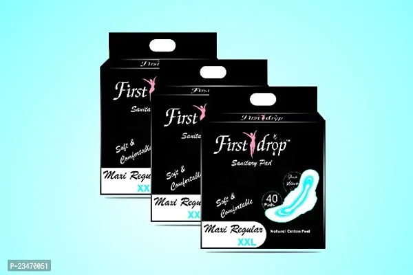First drop  Sanitary Pads for Girls and Women, Soft and Comfortable 310mm Sanitary Napkins (XXL PADS, Pack of 120)-thumb0