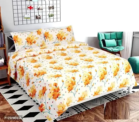 Comfortable Microfiber Printed Flat Bedsheet with Pillow Covers-thumb0