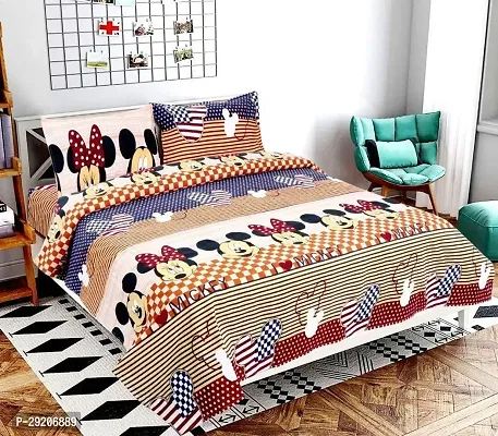 Comfortable Microfiber Printed Flat Bedsheet with Pillow Covers