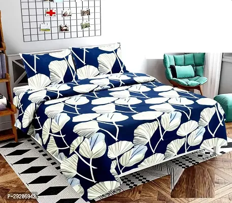 Comfortable Microfiber Printed Flat Bedsheet with Pillow Covers-thumb0