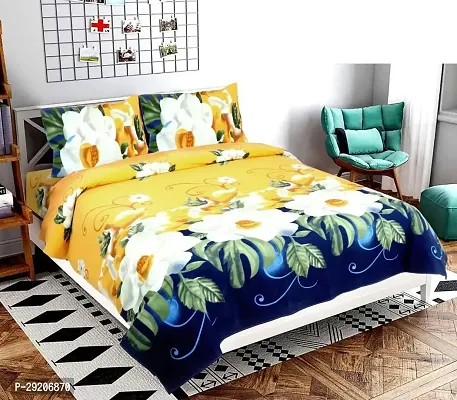 Comfortable Microfiber Printed Flat Bedsheet with Pillow Covers-thumb0