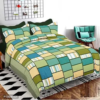 Comfortable Microfiber Printed Flat Bedsheet with Pillow Covers-thumb0