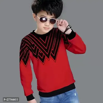 Stylish Red Cotton Blend T-Shirt For Boy-thumb0