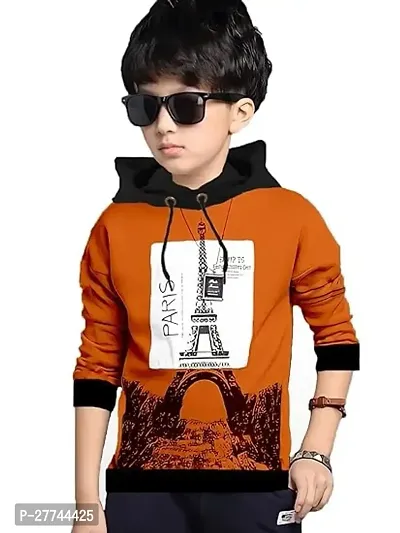 Stylish Orange Cotton Blend T-Shirt For Boy-thumb0