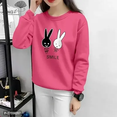 Elegant Pink Cotton Lycra Printed T-Shirt For Women-thumb0