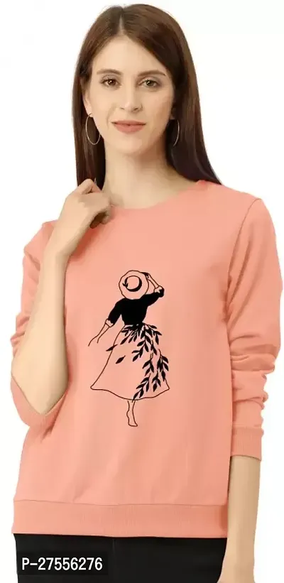 Elegant Peach Cotton Lycra Printed T-Shirt For Women