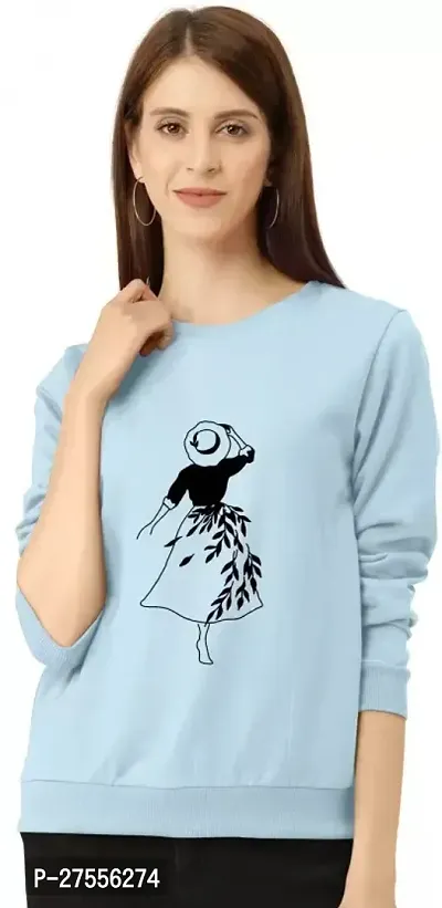 Elegant Light Blue Cotton Lycra Printed T-Shirt For Women