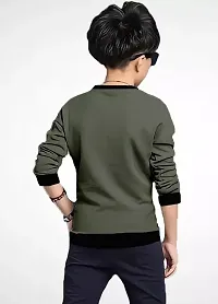 Stylish Olive Cotton Blend T-Shirt For Boy-thumb1