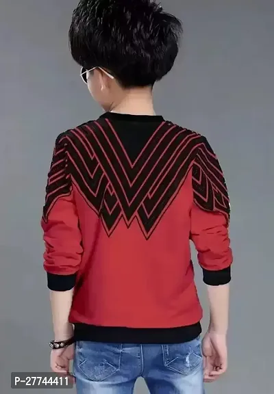 Stylish Red Cotton Blend T-Shirt For Boy-thumb2