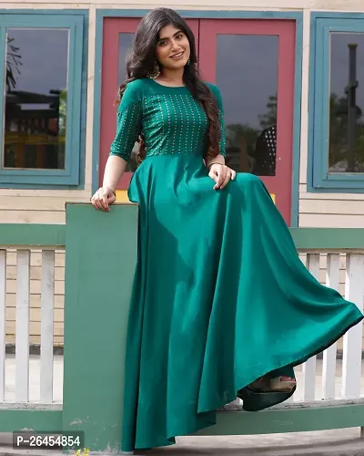 Beautiful Indo-western Green Sequinned Taffeta Silk Gown
