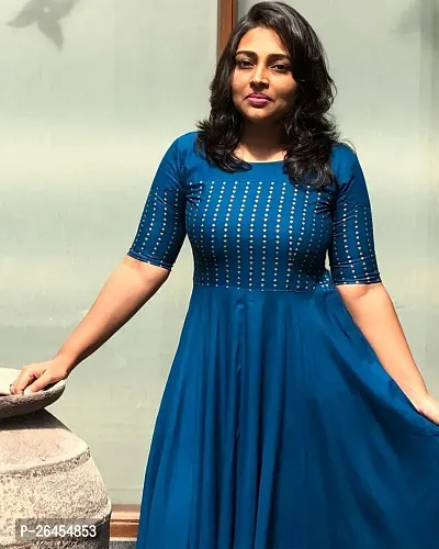 Beautiful Indo-western Blue Sequinned Taffeta Silk Gown-thumb3