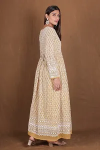 Stunning Mustard Embroidered Georgette Stitched Gown For Women-thumb3