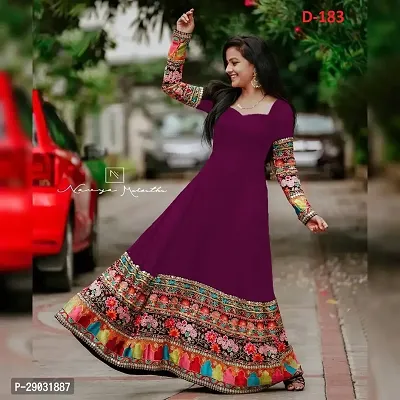 Stylish Maroon Georgette Woven Design Gown For Women