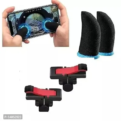 Stylish Fancy Trigger And Finger Sleeve Combo Pack Compatible For Bgmi Pubg Game-Free Fire-Call Of Duty All Types Mobile Games For Android And Ios Gaming Accessory Kit