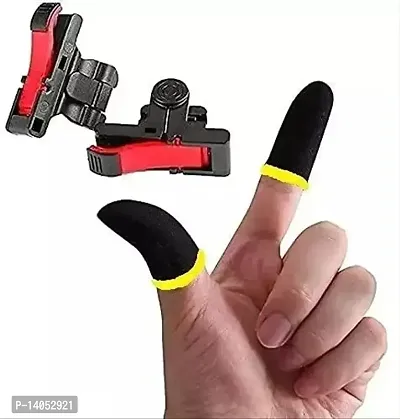 Stylish Fancy Red Black Best Pubg Trigger Fire And Aim Button Game Shooter, Sensitive Shoot With Yellow Thumb  Finger Sleeve For Mobile Game-thumb0